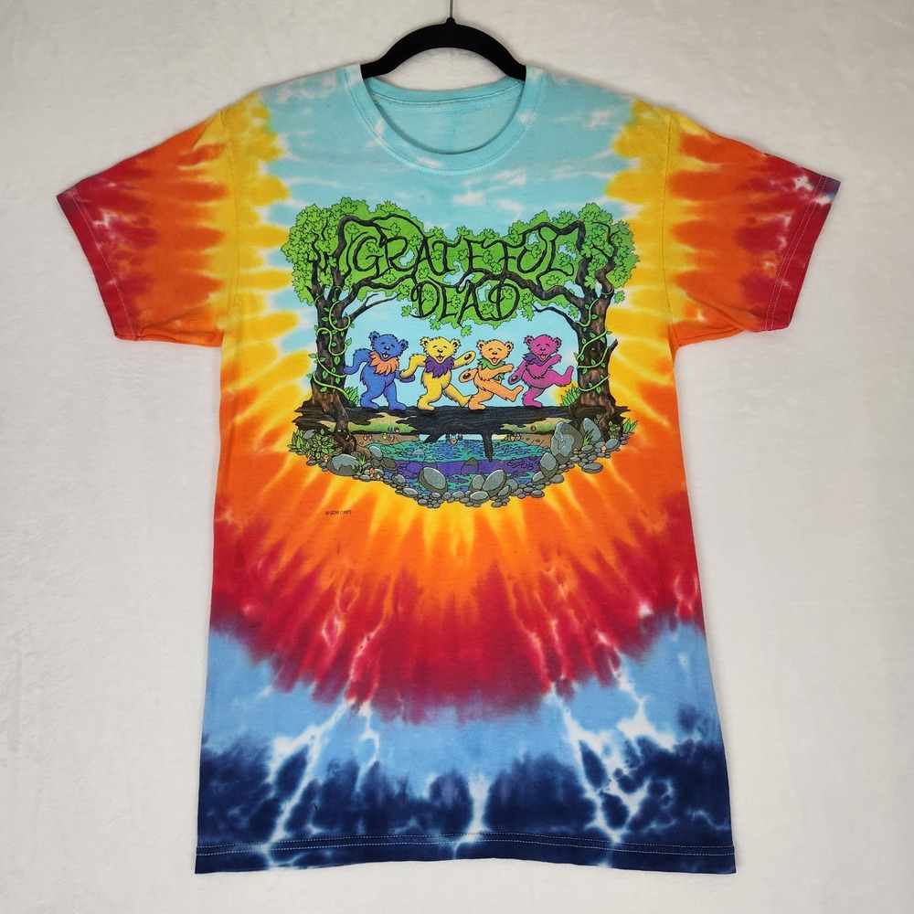 Vintage 1997 Grateful Dead Dancing Bears Tie Dye T-Shirt Mens Small Graphic Tee